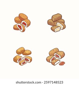 Delicious and crispy chicken nuggets, realistically illustrated in high-quality vector artwork. Perfect for food-related designs, menus, packaging, and culinary branding.