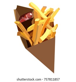 Delicious, crispy french fries from sauce