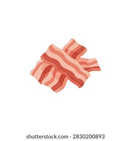 Delicious Crispy Fried Bacon Strips Illustration Isolated on White Background for Breakfast Menu