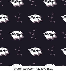 Delicious Crispy Pork Bacon Vector Graphic Seamless Pattern can be use for background and apparel design