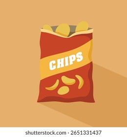 Delicious Crispy Potato Chips Bag Illustration
