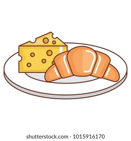 delicious croissant bread with cheese vector illustration design