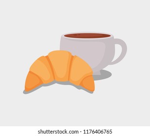 delicious croissant bread and coffee cup