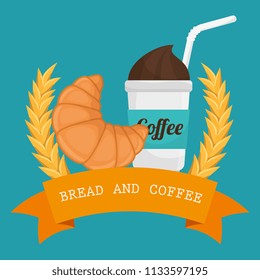 delicious croissant bread and coffee label
