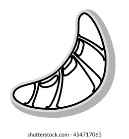 Delicious croissant bread Isol in black and white colors, isolated flat icon.