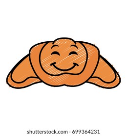 delicious croissant bread kawaii character