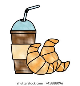 delicious croissant with coffee