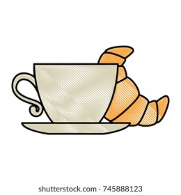 delicious croissant with coffee cup