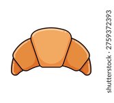 Delicious Croissant in Flat Style on White Background