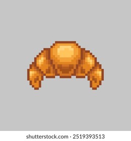 Deliciosa ilustração Croissant, pixel art food. 