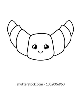 delicious croissant kawaii character