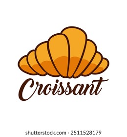 Delicious croissant logo vector illustration template with white background, art icon of croissant