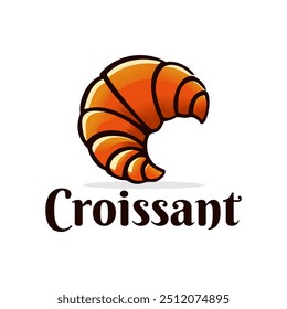 Delicioso croissant logotipo vetor modelo de ilustração com fundo branco, ícone de arte do croissant