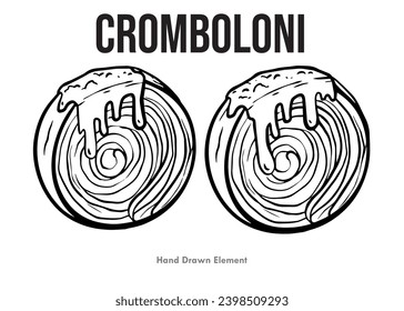 Delicious cromboloni or New York roll Isolated vector. line art, trend
cake in Indonesia. black and white sketch