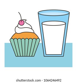 delicious cup cake with milk