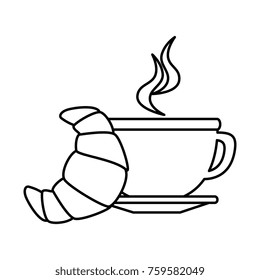 delicious cup coffee with croissant