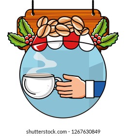 delicious cup with hand and coffee