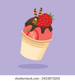 Delicious Cup Ice Cream Vector Elemento gráfico e Ilustración de Material