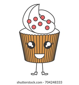 delicious cupcake bakery kawaii character