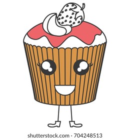 delicious cupcake bakery kawaii character