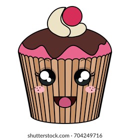 delicious cupcake bakery kawaii character