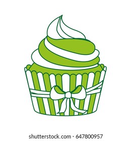 delicious cupcake with bow isolated icon
