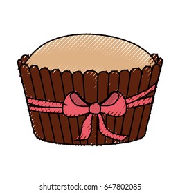 delicious cupcake with bow isolated icon
