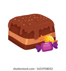 delicious cupcake with candies isolated icon vector illustration design
