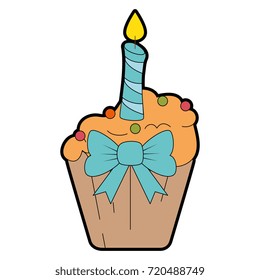 delicious cupcake with candle