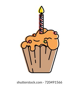 delicious cupcake with candle