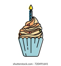 delicious cupcake with candle