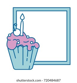 delicious cupcake with candle frame