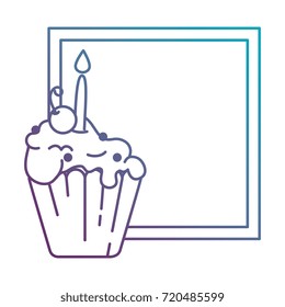 delicious cupcake with candle frame