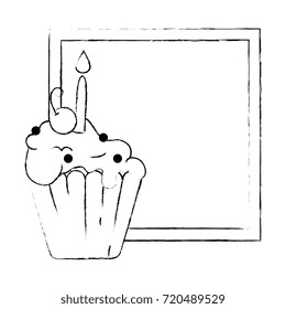 delicious cupcake with candle frame