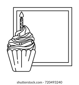 delicious cupcake with candle frame