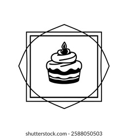 Delicious Cupcake with Candle: A Sweet Birthday Treat. Perfect for bakery menus, websites, or party invitations. This simple yet elegant design is sure to delight.