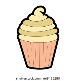Delicious cupcake cartoon