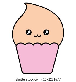 delicious cupcake celebration kawaii character