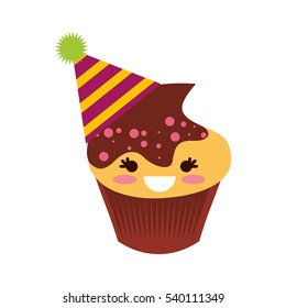 delicious cupcake character kawaii vector illustration design