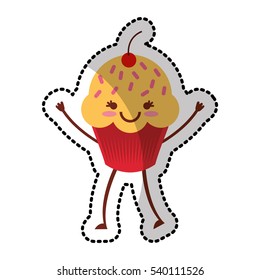 delicious cupcake character kawaii vector illustration design