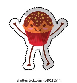 delicious cupcake character kawaii vector illustration design