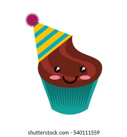 delicious cupcake character kawaii vector illustration design