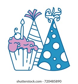 delicious cupcake with cherry and hats