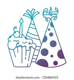 delicious cupcake with cherry and hats