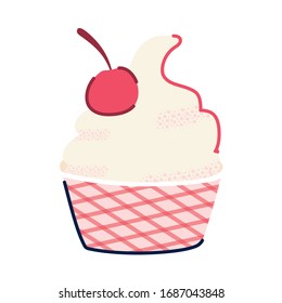 delicious cupcake with cherry icon vector illustration design