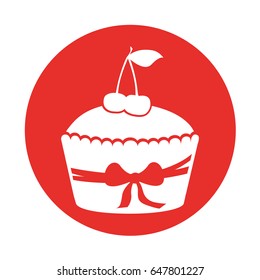 delicious cupcake with cherry isolated icon
