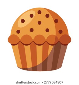 Delicious cupcake with chocolate dots on top
