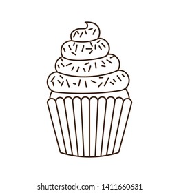 delicious cupcake with cream on white background