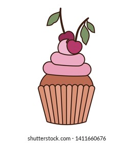 delicious cupcake with cream on white background