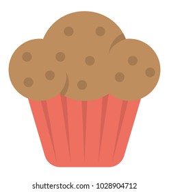 
Delicious cupcake with cream topping flat icon
